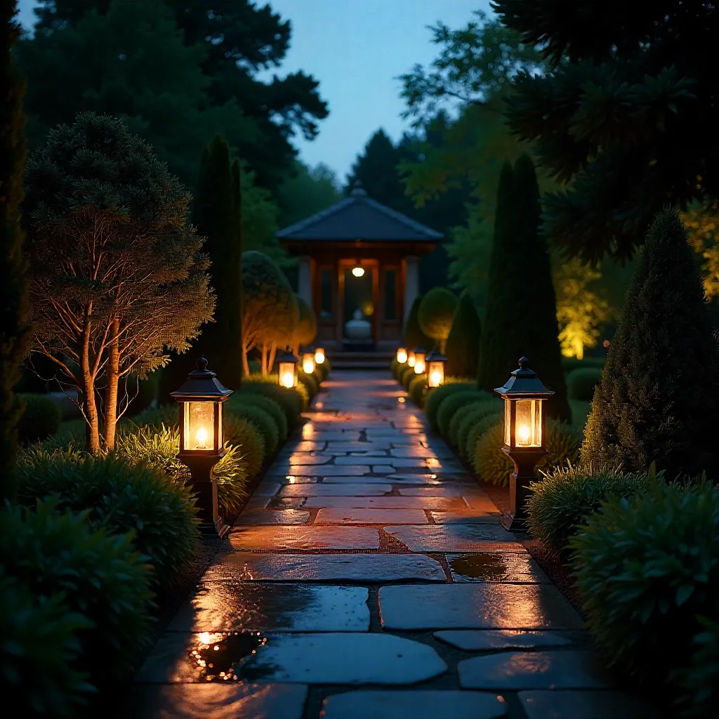 Solar garden lantern set