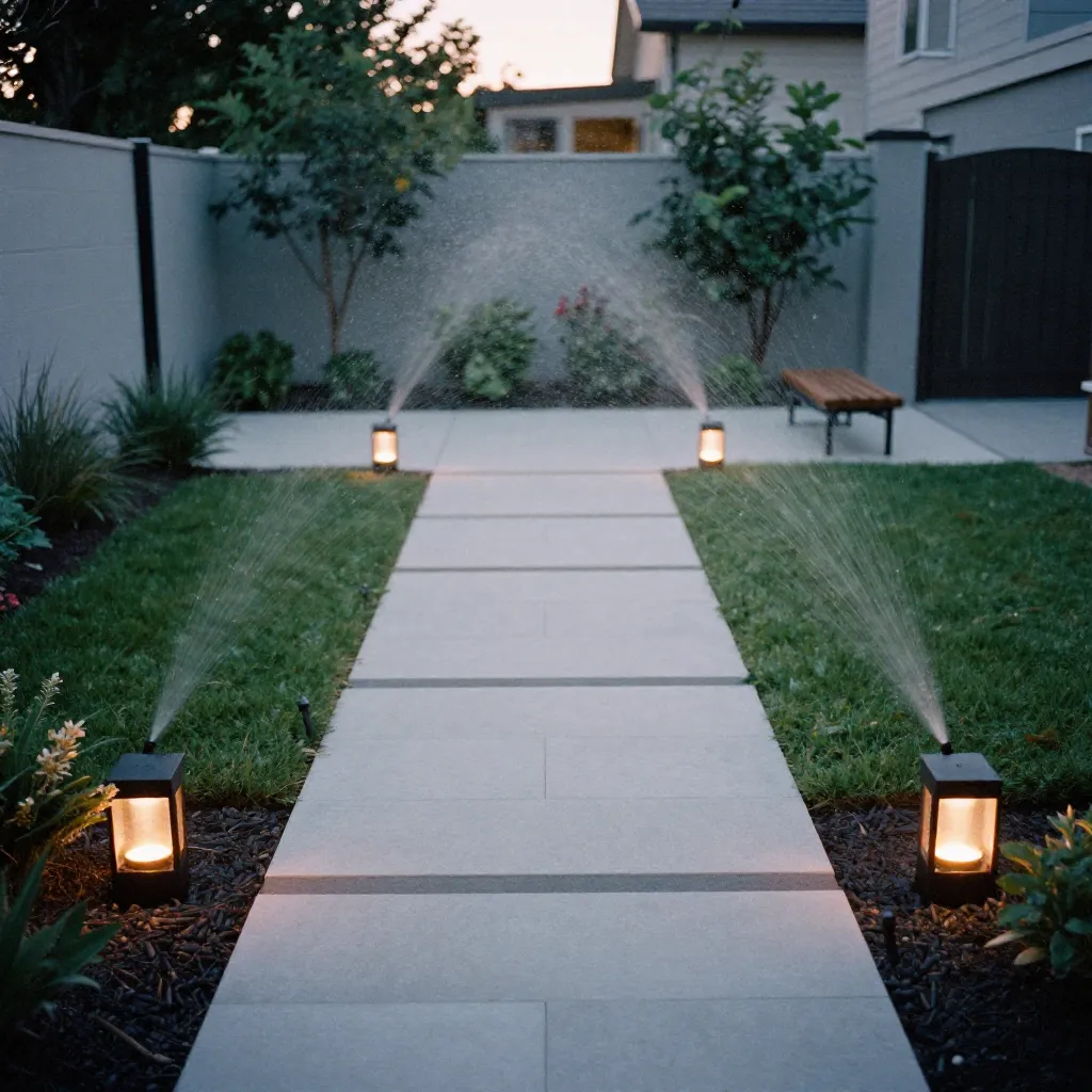 Landscaped area with irrigation