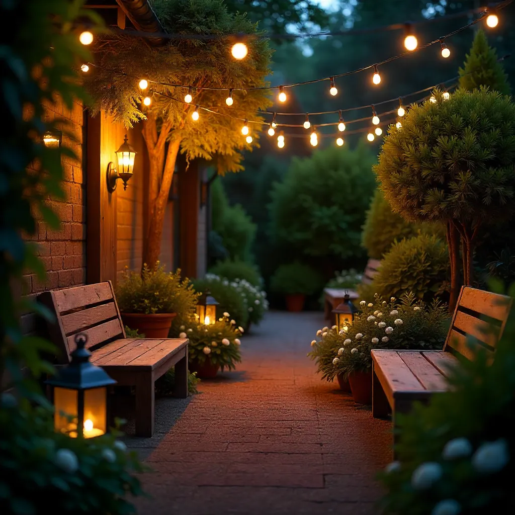 Garden after lighting installation